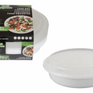ROUND TAKE OUT PP CONTAINER 650ml w/LID 6/PK X 12/CS