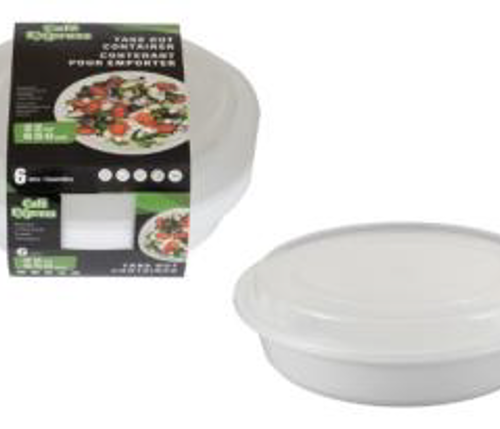 ROUND TAKE OUT PP CONTAINER 650ml w/LID 6/PK X 12/CS