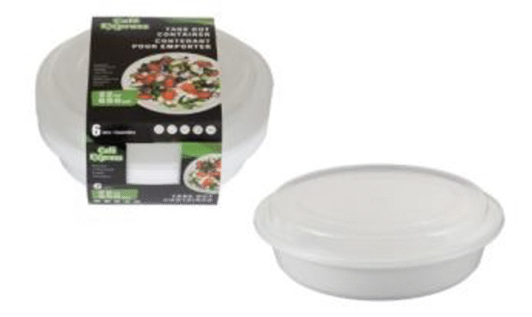 ROUND TAKE OUT PP CONTAINER 650ml w/LID 6/PK X 12/CS