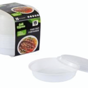 ROUND TAKE OUT PP CONTAINER 650ml w/LID 15/PK X 12/CS