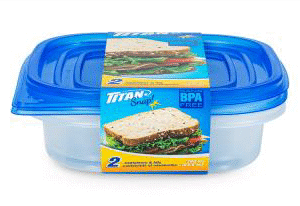 TITAN SNAP SHORT SQUARE FOOD CONTAINER 700ML 2/PK X 12/CS