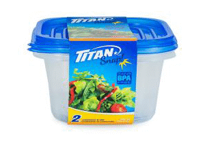 TITAN SNAP TALL SQUARE FOOD CONTAINER 900ML 2/PK X 12/CS