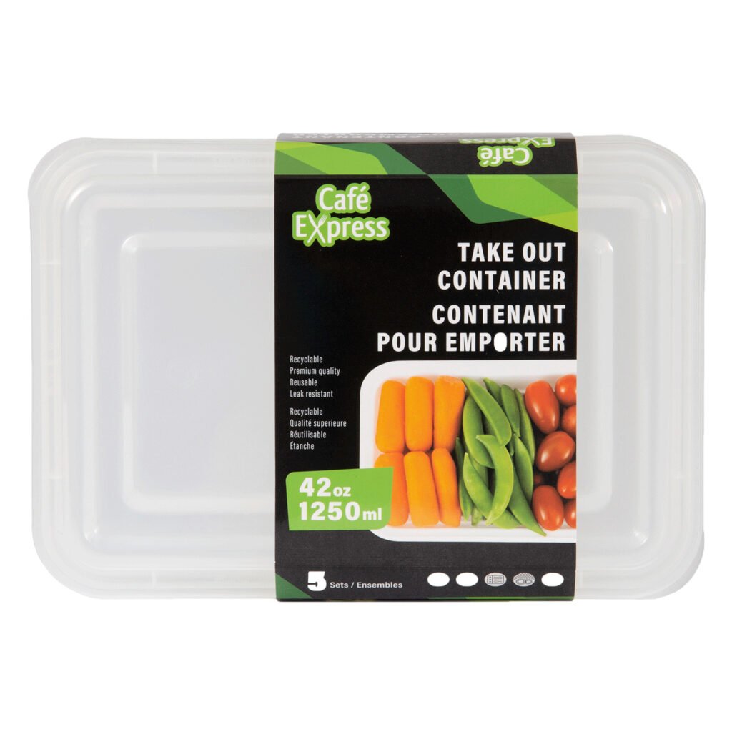 SQUARE TAKEOUT CONTAINER 1550ML W/LID 3/Pack (Bx/5)