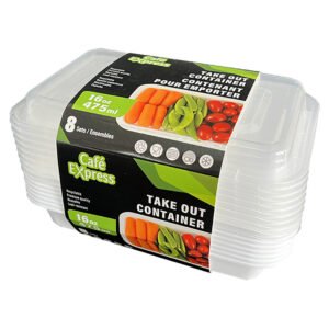SQUARE TAKEOUT CONTAINER 950ml w/LID 5/PK X 12/CS