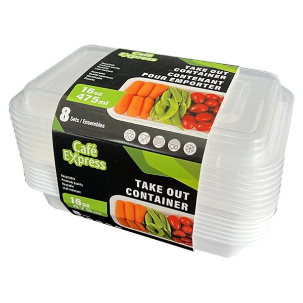SQUARE TAKEOUT CONTAINER 950ml w/LID 5/PK X 12/CS