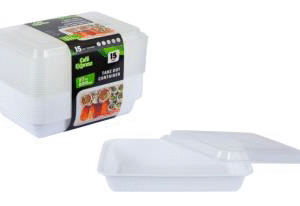 RECTANGULAR TAKE OUT PP CONT. 800ml w/LID 15/PK X 12/CS