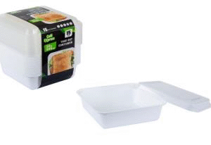 SQUARE TAKEOUT CONTAINER 950ml w/LID 15/PK X 12/CS