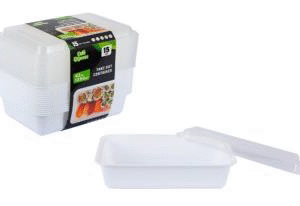 RECTANGULAR TAKE OUT PP CONT 1250ml w/LID 15/PK X 12/CS