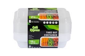 RECTANGULAR TAKE OUT PP CONT. 475ml w/LID 8/PK X 12/CS