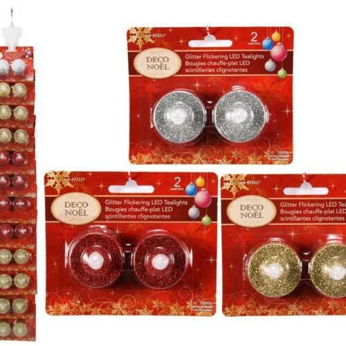 Glitter Flickering LED Tealights (Pk/2)