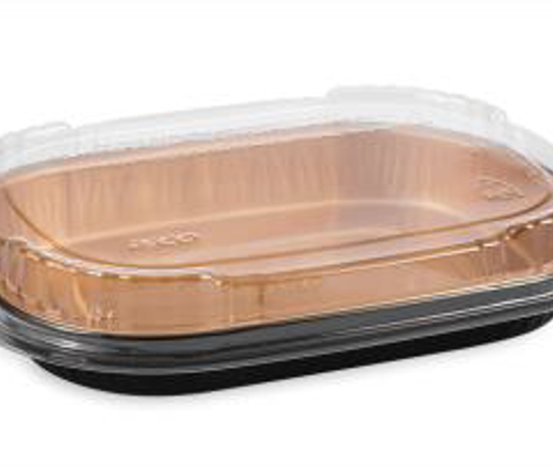 TITAN 22oz SM. BLK/GOLD ENTREE CONTAINER WITH LID 4x25 SETS/CS