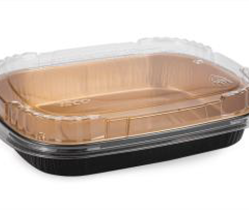 TITAN 52oz MED BLK/GOLD ENTREE CONTAINER WITH LID 2x25 SETS/CS