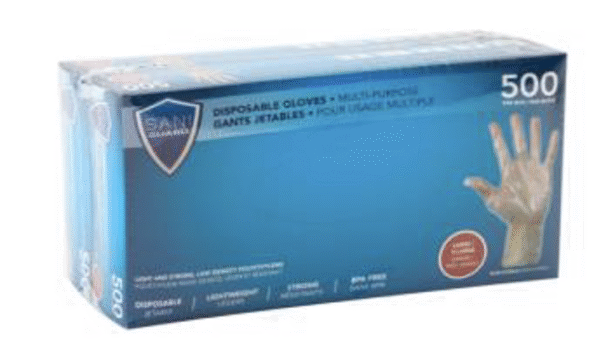 SANI-GUARD DISPOSABLE LDPE GLOVES L/XL 500/PK X 20/CS(1414144)