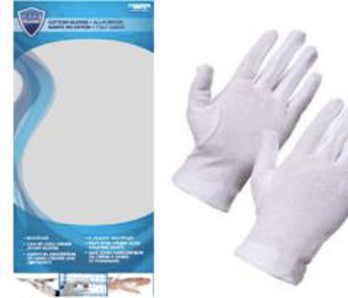 SANI-GUARD PLAIN MEDIUM WHITE COTTON GLOVES 1 PAIR 24/CS 10/MC