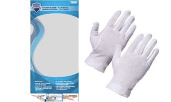 SANI-GUARD PLAIN MEDIUM WHITE COTTON GLOVES 1 PAIR 24/CS 10/MC
