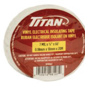 TITAN WHITE P.V.C. ELECTRICAL TAPE 18mm x 20m 12/CASE (1372195)