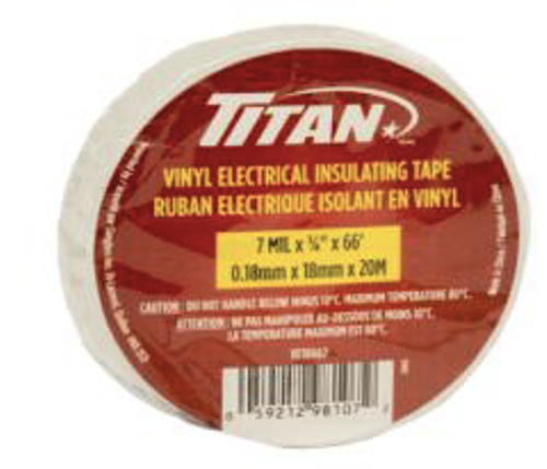 TITAN WHITE P.V.C. ELECTRICAL TAPE 18mm x 20m 12/CASE (1372195)