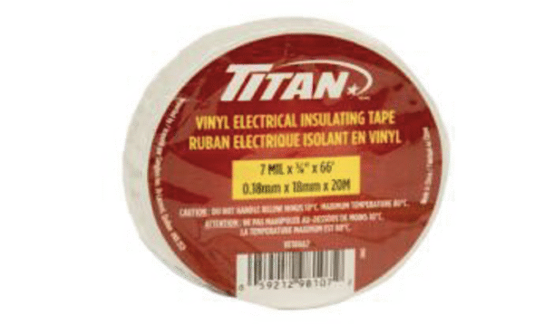 TITAN WHITE P.V.C. ELECTRICAL TAPE 18mm x 20m 12/CASE (1372195)