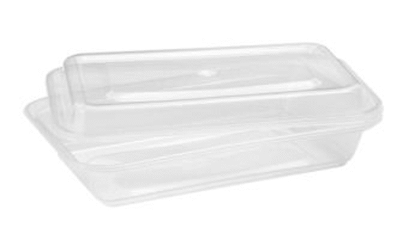 CLEAR BASE RECTANGULAR TAKEOUT CONT. 475ml w/LID 50/PK 96/POD
