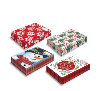 XMAS-FOLDABLE GIFT BOX 11x8x1.19cm (PK4)