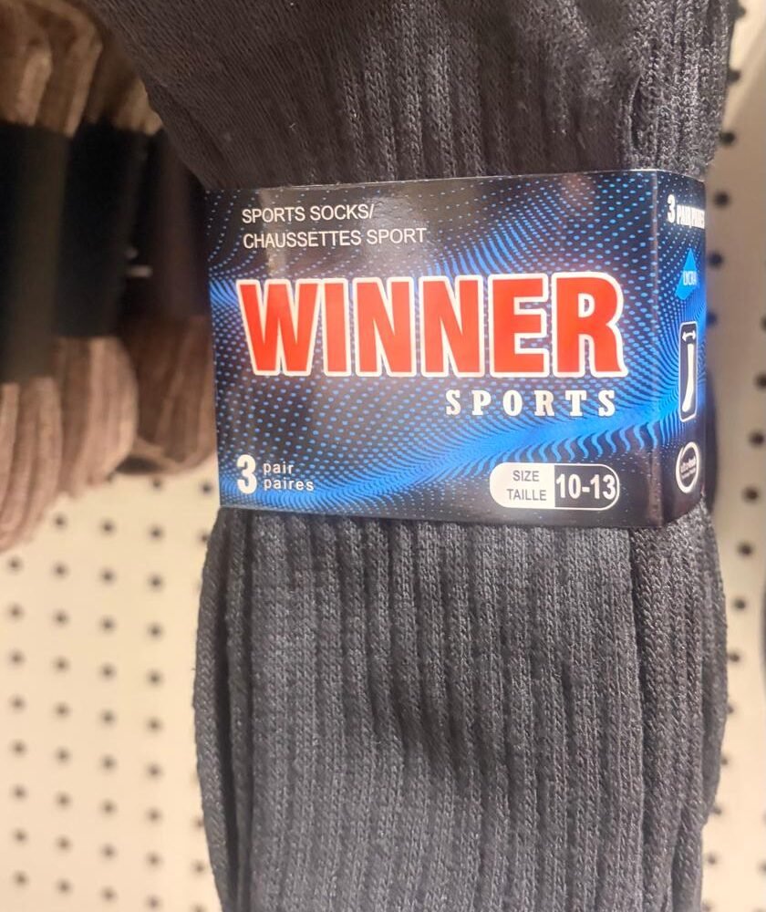 Winners Socks Chausettes Size 10-13 (Pk3)