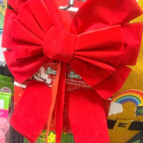 XMAS-Velvet Door Bow W/Bells (14")