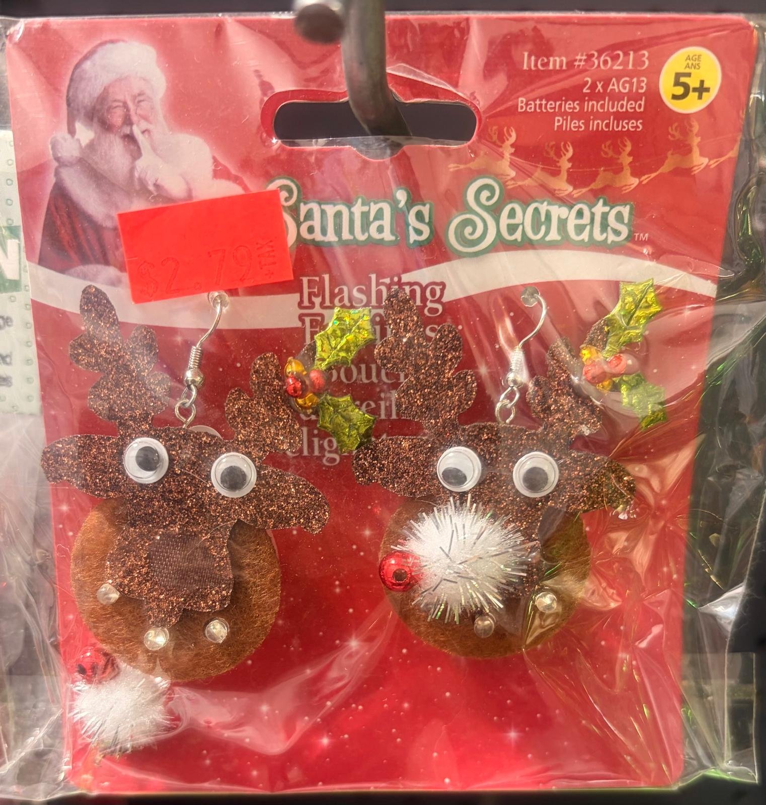 XMAS- Santa Flashing Earrings