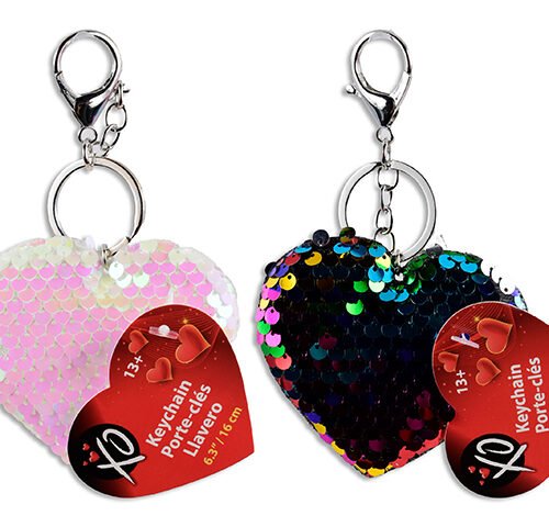 sequin heart keychain