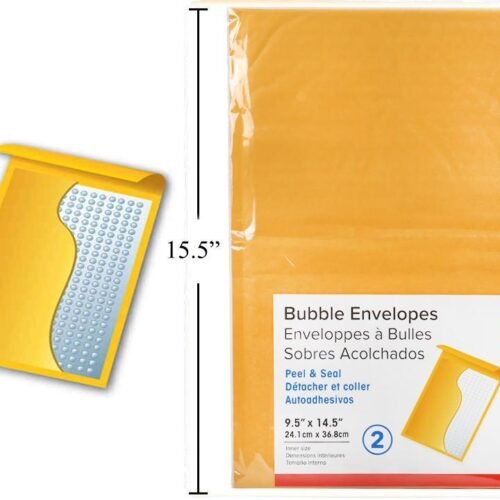 bubble envelopes, peel & seal 9.5 x 14.5" (pk/2)