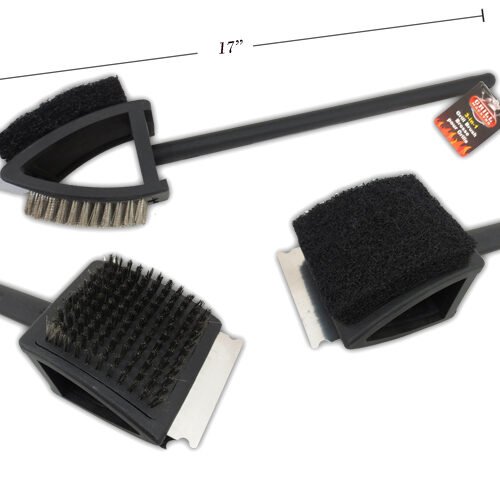 17in double head 3 in 1 grill brush
