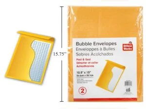 bubble envelopes, peel & seal 10×15″ (pk/2)