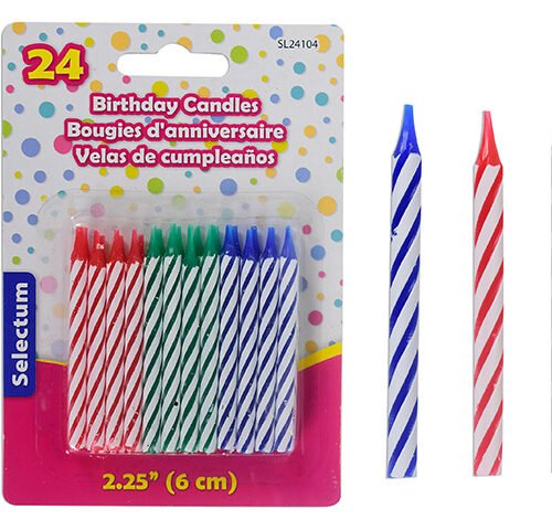 bd candles 2.25" assorted (pk24)