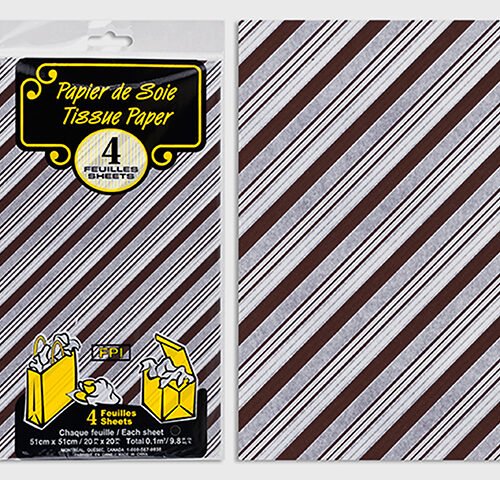 4 sheets tissue paper lined brown