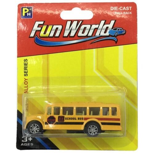 Fun World Diecast 1:64, Pull Back, School Bus