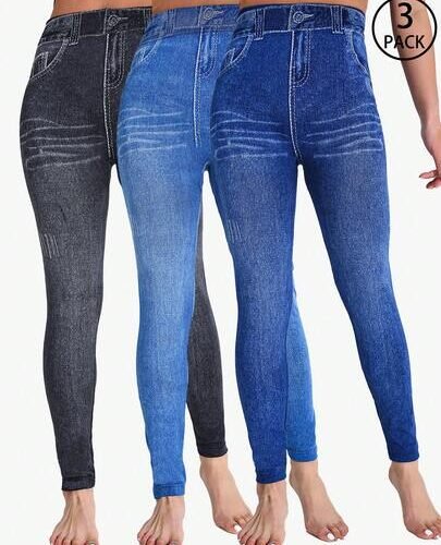 Women's Jeans Style Leggings/Tights (Blue)