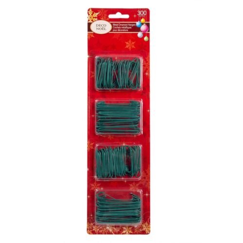 Metal Ornament Hangers, Green (Pk/300)