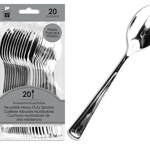 plastic silver spoons (pk/20)