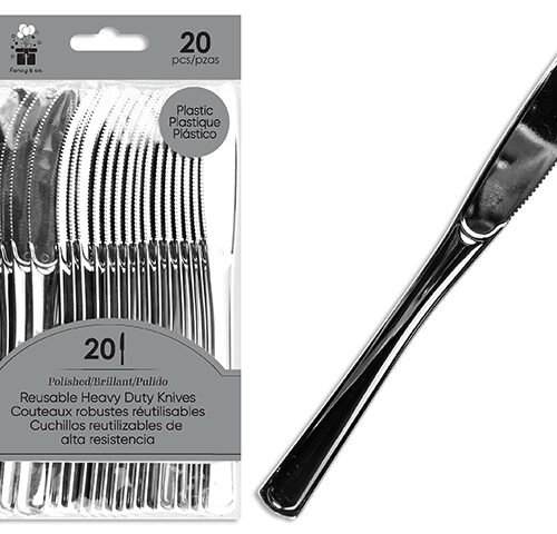 premium polished plastic silver knives 20/pk heavy duty reuseable