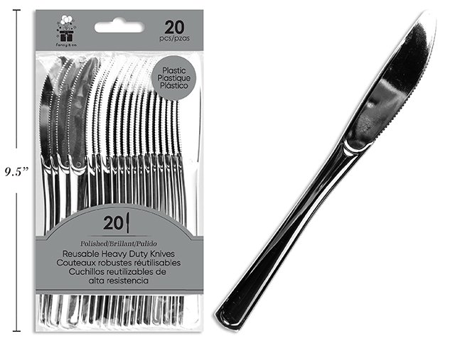 premium polished plastic silver knives 20/pk heavy duty reuseable premium polished plastic silver knives 20/pk heavy duty reuseable