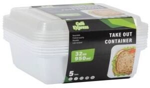 takeout cont. 950ml w/lid (pk/5)