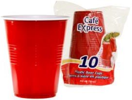 16oz plastic beer cups red/white (pk10)
