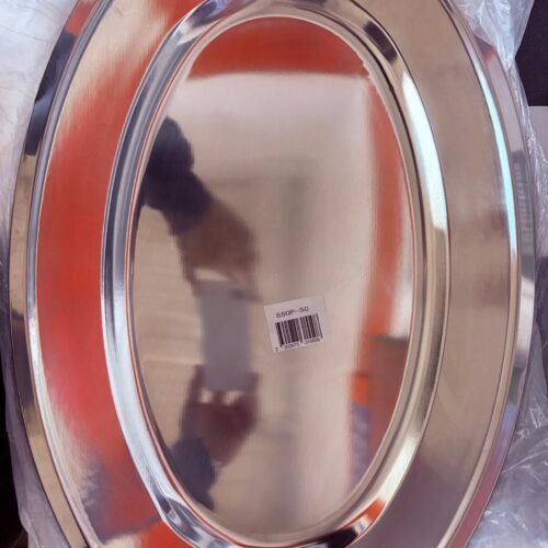 silver oval steel tray 34x51cm