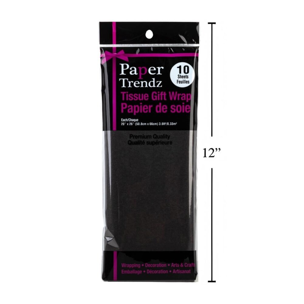 tissue paper, black 20"x26" (10 sheet)