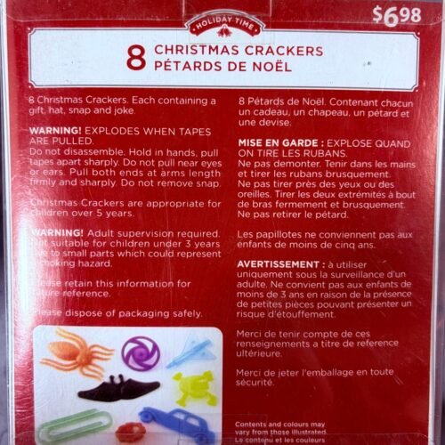 xmas holiday time crackers (pk/8)