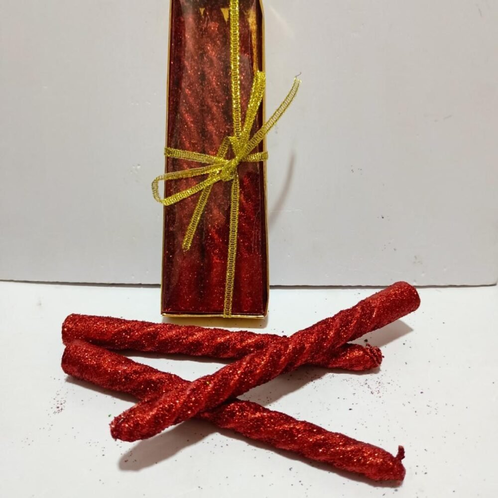 red sparkling candle (pk/4)