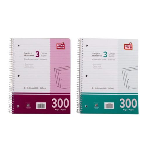 3 subject notebook coil, 10.5"x8" (300pgs)