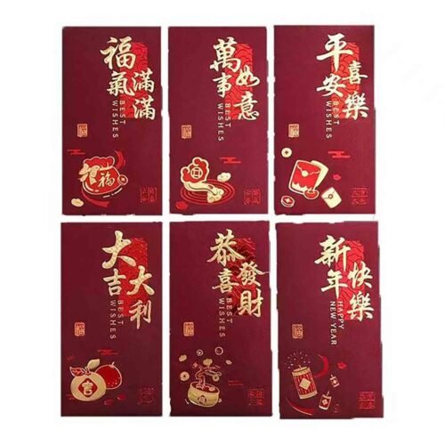 Chinese New Year Red Envelopes 6.7x3.4" (Pk/6)