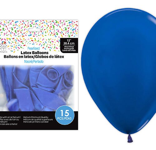 12" latex balloons blue 15/pkg