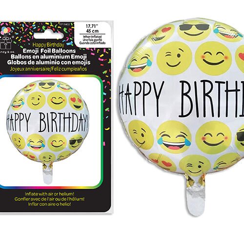 happy birthday emoji balloon 45x45cm