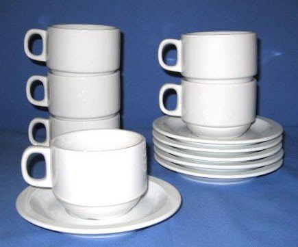 CUP & SAUCER Stacking PORCELAIN 6.8 OZ